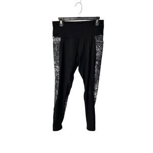 Z by Zobha black gray zipper bottom stretch leggings pockets women's medium